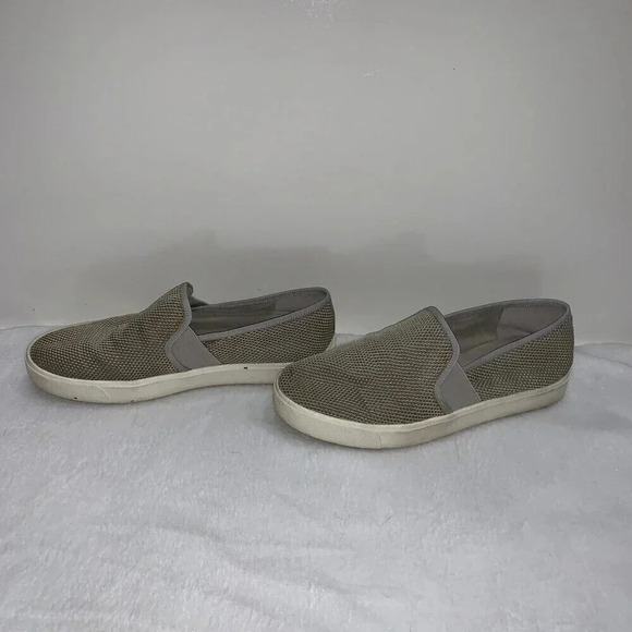 Vince Blair Women's 8 Shoes Gray Taupe Slip-On Sneakers Woven Fabric Texture - Picture 2 of 16